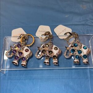 15.00 Each Fashion Jewelry Elephant Key Charm Purple, Blue, White Jewels